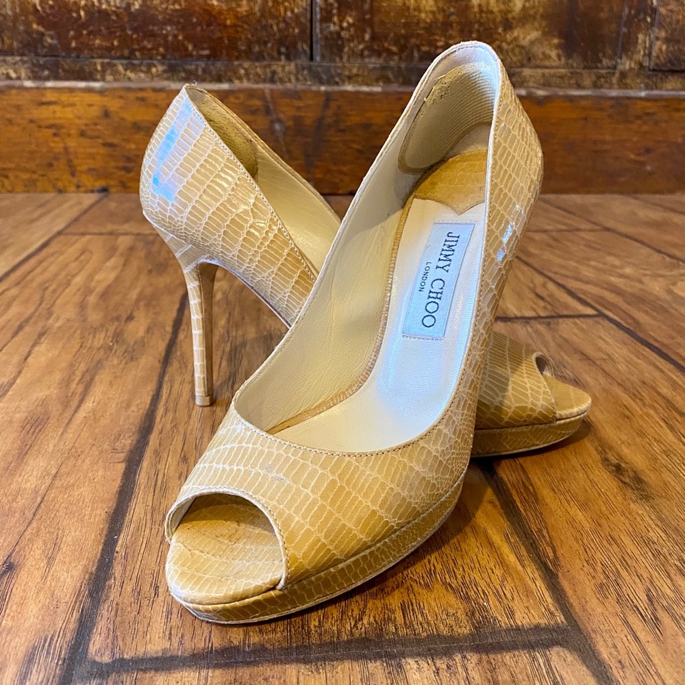Croc-Embossed Jimmy Choo Peep Toe
